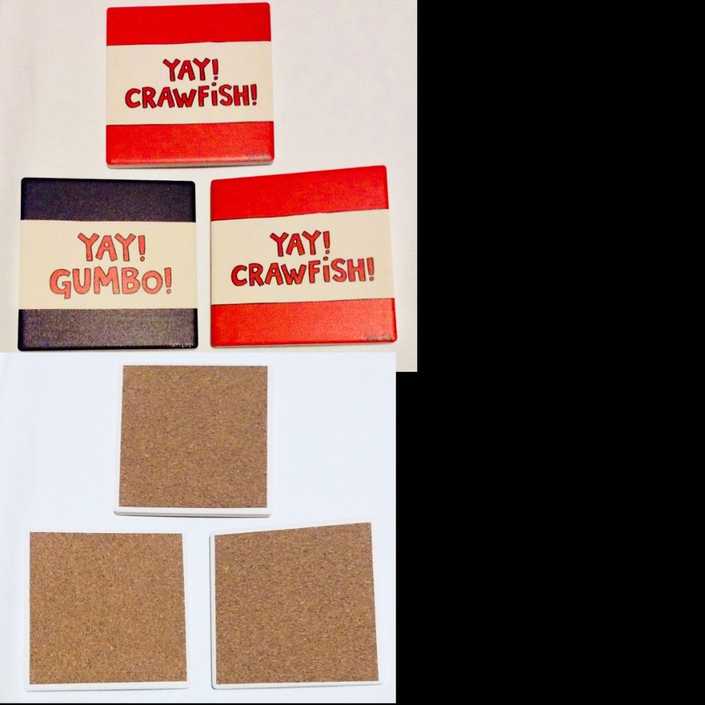 3 Thirstystone Coasters YAY Gumbo Crawfish